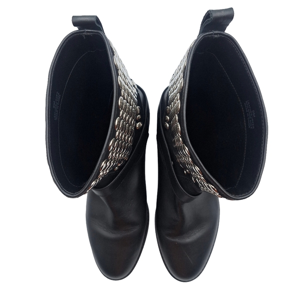 Rebecca Minkoff Saida Studded Leather Moto Boots - Picture 9 of 12